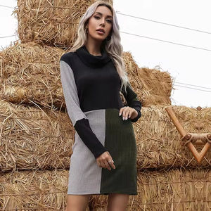 Maglione da <span class=keywords><strong>Donna</strong></span> a Collo Alto Lavorato a Maglia Manica Lunga Bianco e <span class=keywords><strong>Nero</strong></span> Patchwork - Product Image 4