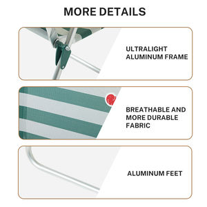 होमफुल पोर्टेबल एल्यूमीनियम समुद्र तट लाउंज कुर्सी उच्च पीठ तह समुद्र तट कुर्सी - Product Image 5