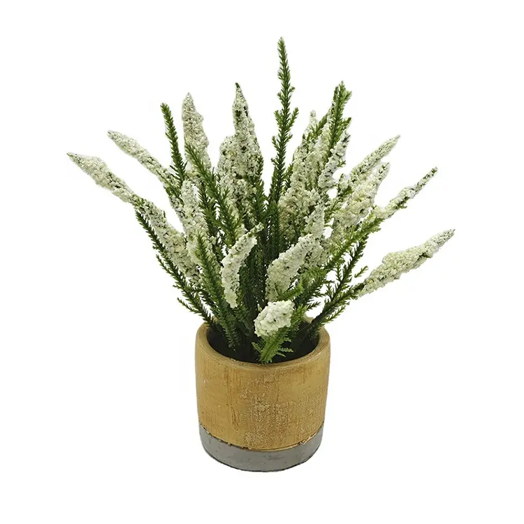 Indoor Artificial Potted Plants 22cm Pine Needle Artificial Lavender Flowers In Ceramic Plant Pots