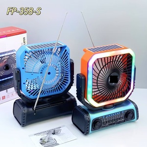 Haut-parleur Bluetooth portable d'extérieur avec panneau solaire, ventilateur rotatif et lumières LED RGB pour le camping et la maison, <span class=keywords><strong>radio</strong></span> portable - Product Image 4