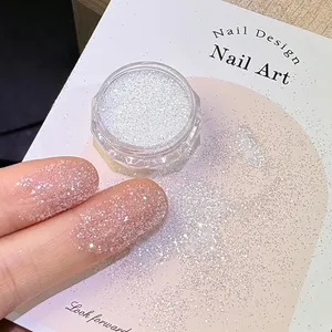 1 pot de poudre de paillettes pour ongles en cristal étincelant, diamant argenté, réfléchissant au laser, effet sucre, brillant, pour décoration de manucure E35 - Product Image 4