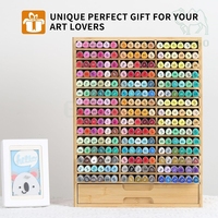Support de rangement pour marqueurs en bambou de grande taille, organisateur de bureau, présentoir à stylos avec tiroir