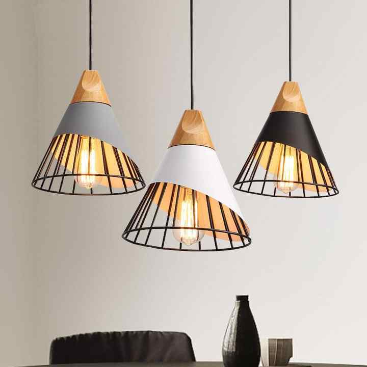 Modern Nordic Style Pendant Lamp Warm White Wood Aluminum Hanging Light Fixture 3000K CCT for House Chandeliers Pendant Lights