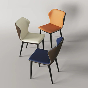 Moderno hogar Hotel restaurante escuela muebles personalizar alta calidad PU cuero tapizado acento comedor silla negro Metal patas - Product Image 2
