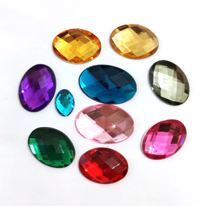 Diamantes de imitación ovalados facetados con reverso plano acrílico, técnicas cosidas, diamantes de imitación sueltos - Product Image 3