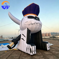 Arche Gonflable Crâne d'Halloween Modèle Tunnel Capitaine Pirate Thème Horreur avec Ventilateur Intégré Accessoire de Décoration pour Activités Publicitaires