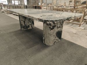 Alta qualità di lusso moderna <span class=keywords><strong>pietra</strong></span> naturale 10 posti sala da pranzo mobili quadrato Breccia Grigio alto marmo tavolo da pranzo - Product Image 4