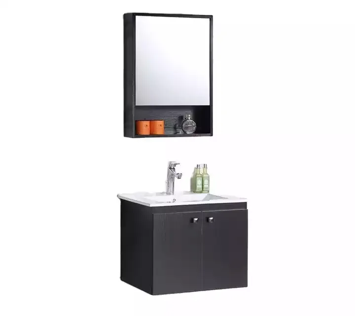 Satışa KD-BC001MFP-60 tuvalet mobilya su geçirmez ahşap masa üst lavabo kabine banyo küçük boyutu ile ayna Vanity soyunma