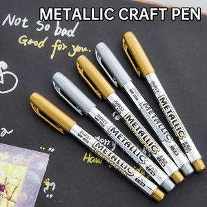Metallic Marker Pen Waterdichte Permanente Acryl Goud Zilver Kleur Pen Terug Naar School Benodigdheden Markeerstift Marker Diy Painting - Product Image 2