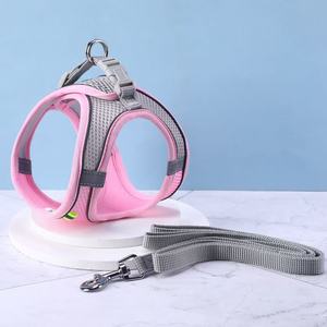Set tali kekang anjing untuk anjing kecil, tali kekang kucing dapat disesuaikan rompi <span class=keywords><strong>Bulldog</strong></span> Perancis Chihuahua Pug berjalan luar ruangan tali penuntun - Product Image 4