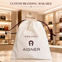Pochette de rangement en sergé de coton avec cordon de serrage pour chaussures et cosmétiques, sac anti-poussière en coton pour chapeaux, vêtements et accessoires capillaires, personnalisable avec logo imprimé, OEM & ODM