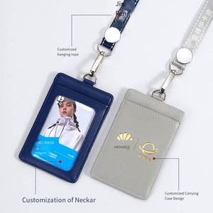 Porte-badge d'identification personnalisé en cuir PU fin avec cordon - Product Image 1