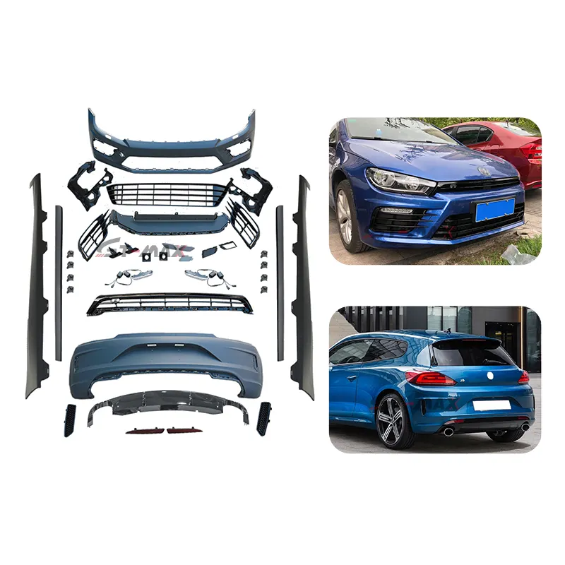 Bumper mobil Untuk Volkswagen Scirocco Upgrade r-line kit bodi bumper mobil depan Grill otomatis rok samping Diffuser bumper mobil belakang