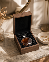 Boîte cadeau de parfum en bois de noyer de luxe, écologique, avec doublure en velours gravé pour emballage de marque haut de gamme