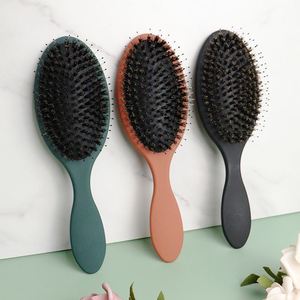 Hair Care Styling Brush Massager with Paddle Vent /Dry Detangling Soft <b>Cushion</b> Boar Bristle Salon Use - Product Image 1