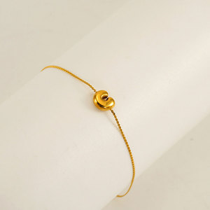 Pulseras y Brazaletes de Moda al por Mayor de Acero Inoxidable 316L con Baño de Oro de 14k y 18k, Pequeños y Delicados con Letras para Mujer - Product Image 4