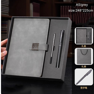 Juego de cuaderno de negocios de tapa dura de 100 páginas A5 personalizado, 100 hojas, cubierta de cuero PU, sillín, costura, hebilla de encuadernación, diario, bolígrafo, regalo - Product Image 6