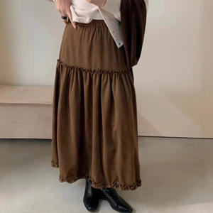 Parapluie <span class=keywords><strong>mi</strong></span>-long taille haute <span class=keywords><strong>noir</strong></span> respirant <span class=keywords><strong>jupe</strong></span> décontractée polyvalente à impression numérique pour naturel - Product Image 1