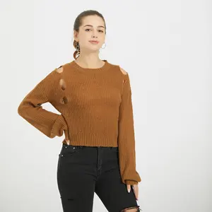 GDTEX OEM High Quality 100% ACRYLIC Mohair-Like Long Sleeve Knitted Pullover Casual Style Women's Sweater with Spring Designs