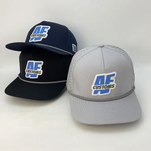 قبعات جولف من البوليستر بخمسة ألواح مع شعار مخصص من البولي فينيل كلوريد للرجال والنساء، قبعات بيسبول مخصصة للرياضات الخارجية مع ثقوب مقطوعة بالليزر - Product Image 4