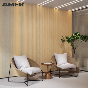 AMER Tamaño personalizado <span class=keywords><strong>Mejor</strong></span> precio Panel de pared de madera Panel <span class=keywords><strong>acústico</strong></span> Listones de madera Tablero <span class=keywords><strong>acústico</strong></span> de pared para interior insonorizado - Product Image 1