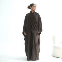 Robes de mariée islamiques pour l'Aïd, printemps-été, en polyester, Abaya pour femmes, robe longue modeste avec poignets fendus, longueur au sol