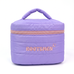 Bolsa de Maquillaje de Viaje Suave de Primera Calidad, Resistente al Agua, de PVC, Colgante, Gran Capacidad, Cierre de Cremallera Acolchado, Logotipo Personalizado, Color Morado - Product Image 1