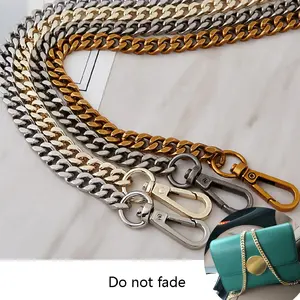 Yiwu manufacturers direct production of twisted metal flat chain accessories metal chain bag strap 9mm wide bag belt women