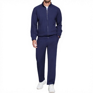 Custom Men's Heavyweight Cotton Fleece Tracksuit Premium Breathable Zipper Hoodie and Jogger Pants Set - Product Image 1