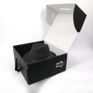 Manufacturer Custom brim hat boxes packaging wholesale panama fedora hat shipping box with handles