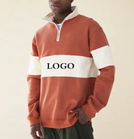Sweat à capuche zippé 1/4 pour homme, style streetwear, logo personnalisé brodé, 100% coton, style décontracté, rayures colorées, patchs, tissu French Terry 360 g/m²