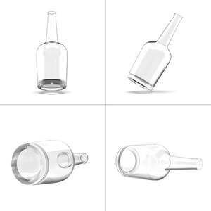 Catégorie de produit Verre Bouteilles rondes en verre 700ml Whisky 1L/1000ml 750ml 500ml Rhum Tequila Gin Vodka Esprit Long Cou avec liège - Product Image 2