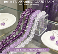 Perles intercalaires lâches en verre transparent lisse de 10 mm, effet pierre irisée, pour bijoux faits main, bracelets et colliers DIY