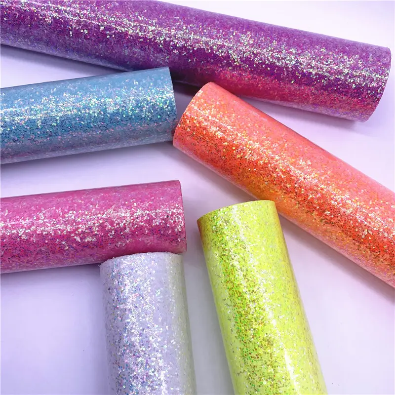 Smooth Chunky Glitter Synthetic Leather For Shoes Bags Hairbows Fabric