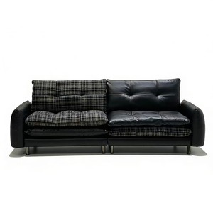 Vintage Style Genuine Leather Hamburger Sofa Straight Line Design Detachable Adjustable Multi Functional Cushion Sofa For Small - Product Image 3