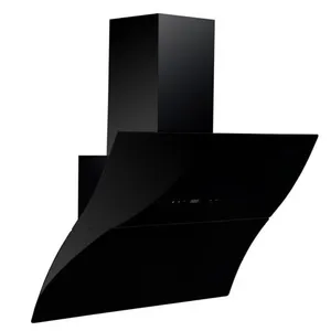 New Design Home Large Suction Black Tempered Glass with S Shape Design Automatic Range Hoods