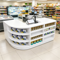 Comptoir de caisse moderne en bois, simple et compact, pour supermarchés, magasins de proximité, pharmacies pour bébés, snack-bars et papeteries