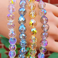 Perles en cristal de fraise à facettes multiples de 8 mm, transparentes AB, brillantes, en verre, pour la fabrication de bijoux et boucles d'oreilles, vente en gros