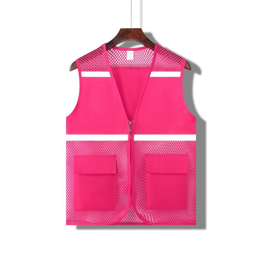 เสื้อกั๊กสะท้อนแสงตาข่าย - สีแดงกุหลาบ