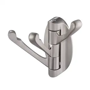 Solid Metal Swivel Hook Heavy Duty Folding Swing Arm Triple Coat Hook with Foldable Arms Towel Clothes Hanger for Bathroom