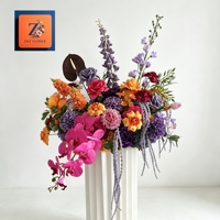 Arrangement floral artificiel multicolore en soie, fausse Phalaenopsis Anthurium, centre de table de mariage luxueux et haut de gamme