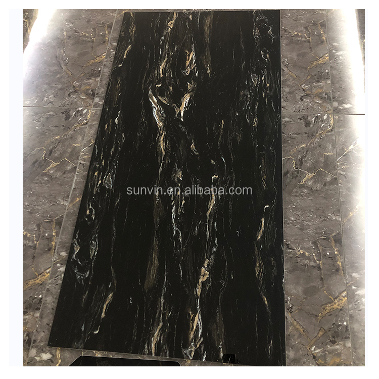 1200x600 Artificial Marble Effect Floor Polished Marble Tile With White Veins Porcelain Black And White Marble Tiles