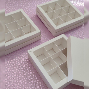 Boîtes à chocolat carrées de luxe fenêtre emballage <span class=keywords><strong>maison</strong></span> Bote pour <span class=keywords><strong>fruits</strong></span> recouverts de chocolat divisé doux revêtement UV gaufrage - Product Image 5