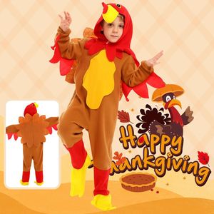 Disfraz de pavo para niños, disfraz de Cosplay con capucha marrón, amarillo y rojo para actuación de Acción de Gracias, talla 4205 - Product Image 1