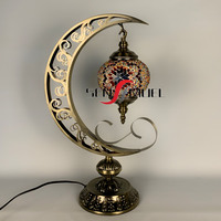 Lampe de table en mosaïque turque, art artisanal, verre teinté, lampe de bureau LED en forme de lune de la société Sensmuel