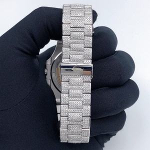 Montre mécanique Miyota pour homme luxueuse avec moissanite, taille brillante, clarté VVS, entièrement sertie de diamants, bracelet en acier inoxydable, quartz - Product Image 3