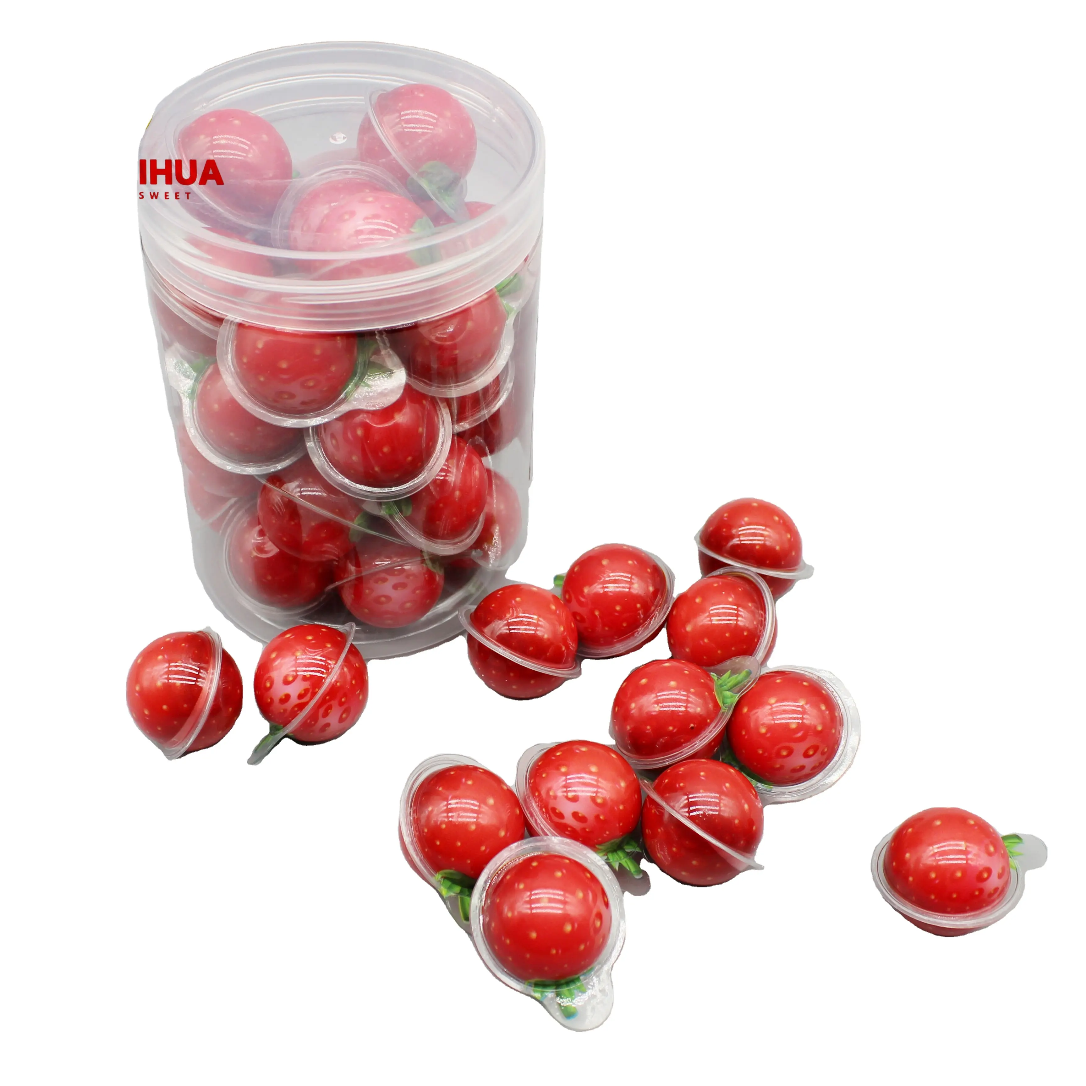 strawberry all kinds of sweet candy filling jam fruity candy factory hot sale cheap price can in bulk