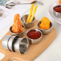 Nieuwe 304 Roestvrijstalen Ronde Vorm Saus Kruiden Smaakplaat Dipschotel Jam Schotel Plaat Snacknoot Fruit Plaat Met Deksel