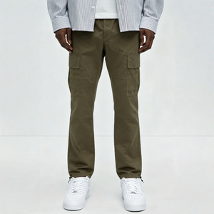 Pantalon de travail classique vintage coupe décontractée mi-lourde avec plusieurs poches latérales pour homme, idéal pour le look urbain et le quotidien printanier - Product Image 1