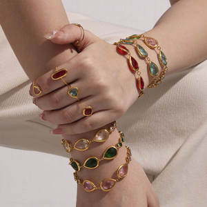 Luxury 316L Stainless Steel 14k 18k Gold Plated Women's Fashion <b>Bracelet</b> & Bangles Colorful <b>Gemstone</b> <b>Bracelet</b> for Women - Product Image 2